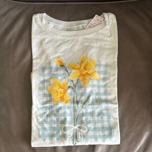 Carter's Kids Tee with Yellow Flowers and Blue Check